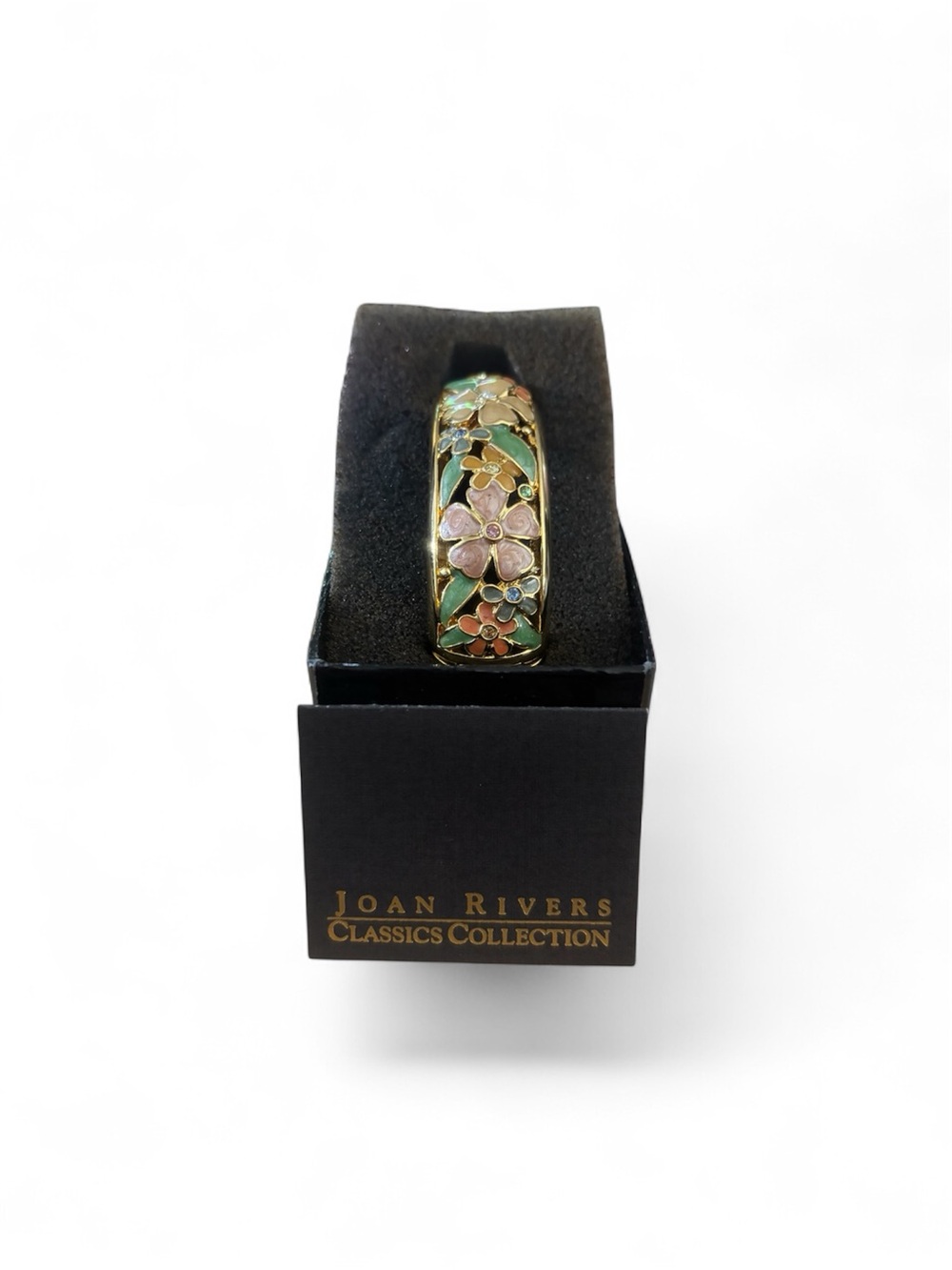 Joan Rivers Floral Enamel Rhinestone Bracelet with Original Box